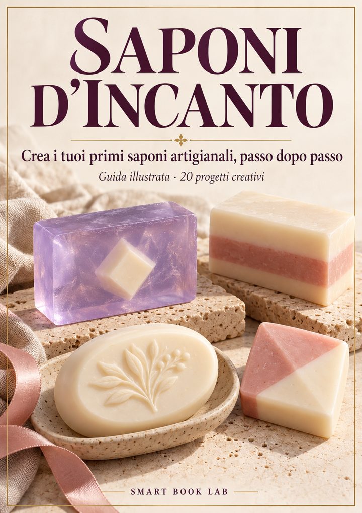 Copertina Saponi d’Incanto: guida illustrata, 20 progetti creativi